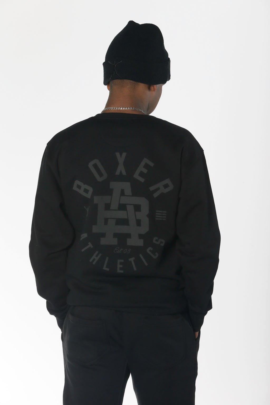 The Resolve Boxer Athletics Premium Black on Black Crewneck