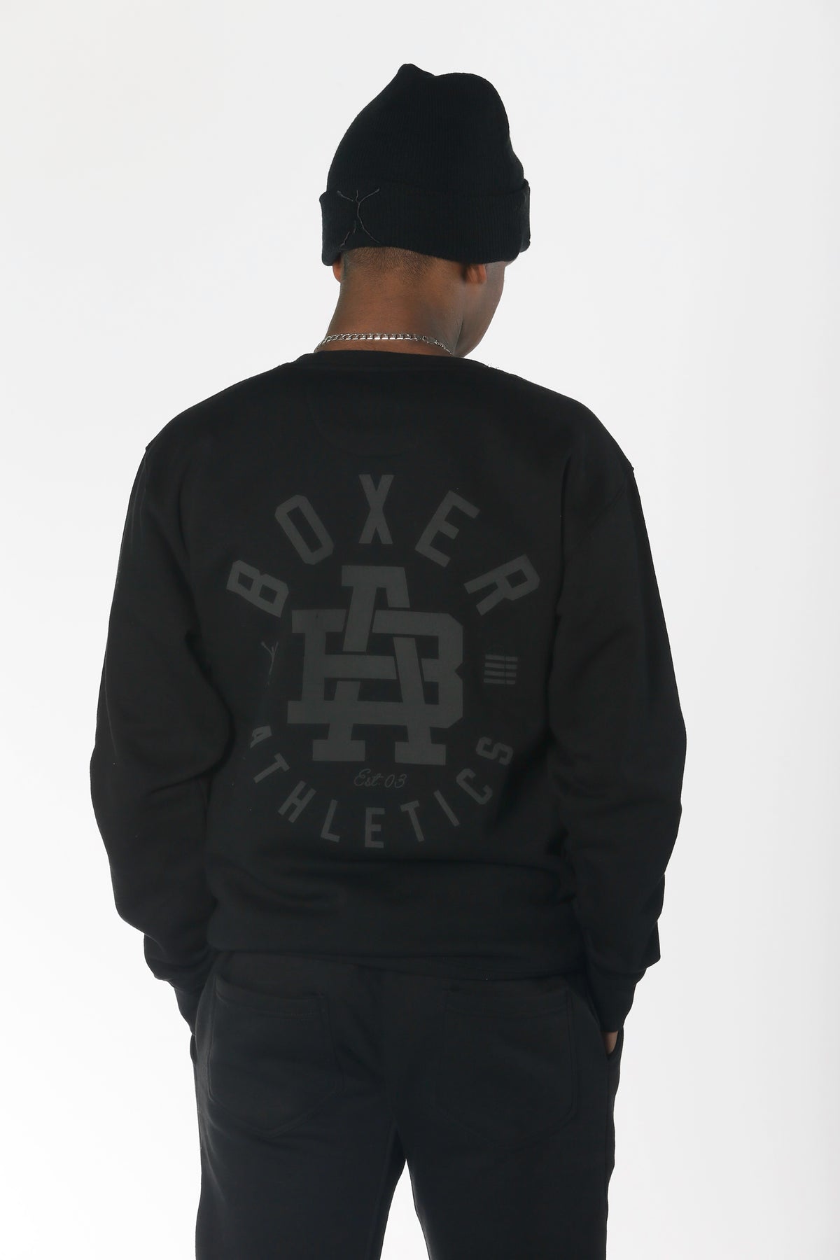 The Resolve Boxer Athletics Premium Black on Black Crewneck