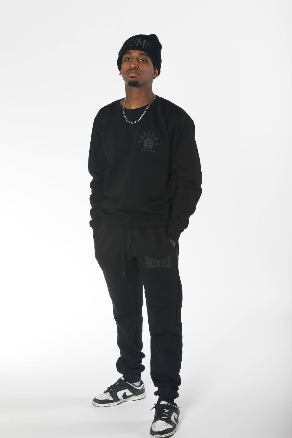 The Resolve Boxer Athletics Premium Black on Black Crewneck